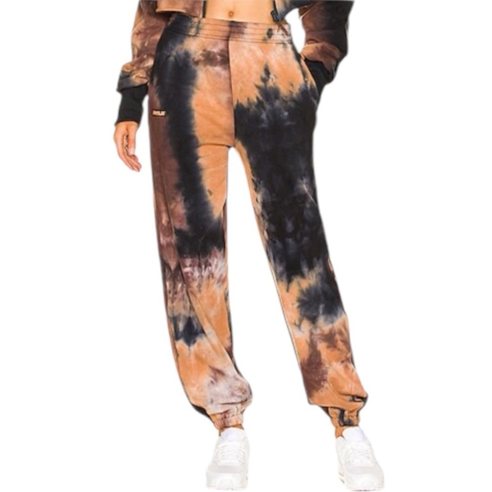 BY.DYLN REVOLVE Fitzpatrick Tracksuit Pants Choc Tie Dye Brown M Fall Sweatpants